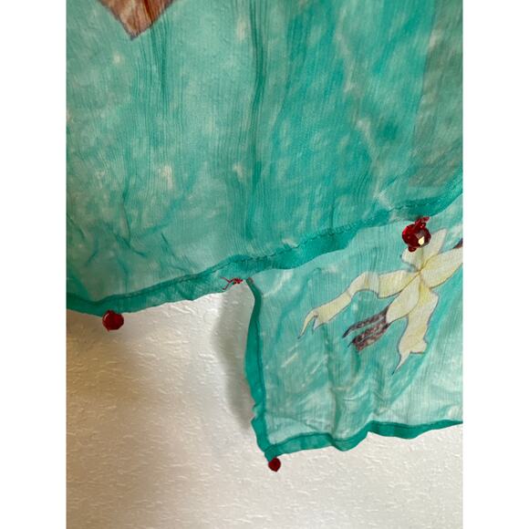 Soft Surroundings Sheer Open Front Flowy Jacket/Tunic:Cover Up Beaded Hem Sz S/M - Picture 9 of 15